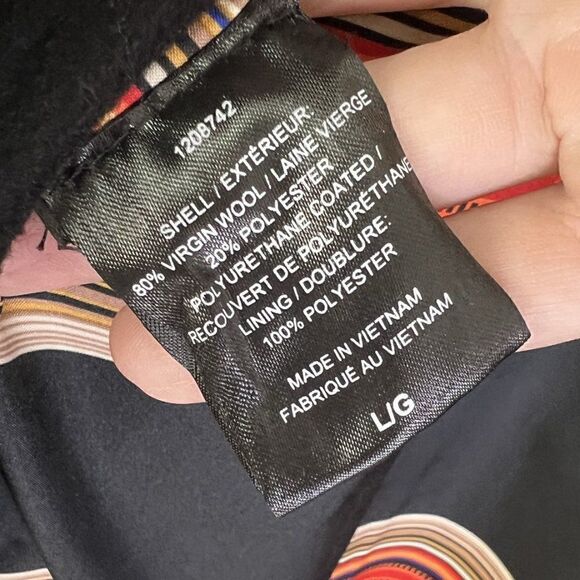 Pendleton Black Funnel Neck Full Zip Mid Length Wool Coat - Picture 10 of 11